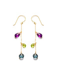Kara Amethyst, Peridot, Sapphire Multi Gemstone Drop Earrings