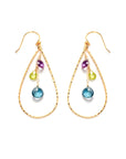 Teardrop Kara Amethyst, Peridot, Sapphire Multi Gemstone Drop Earrings