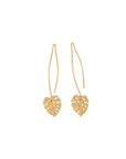 Long Drop Manini Manoa Monstera Leaf Earrings