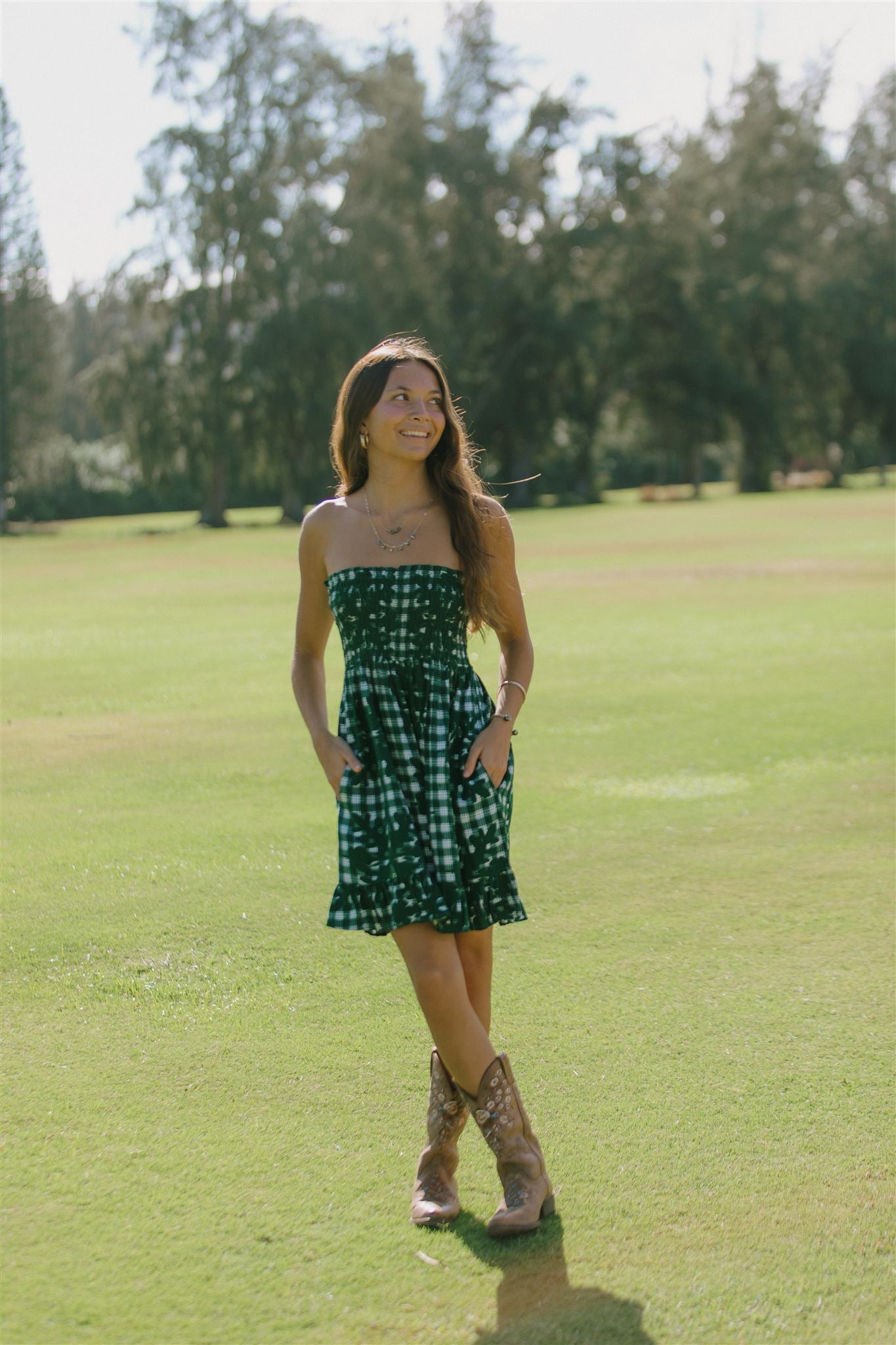 green hibiscus dress Green Dress With Black Hibiscus Flowers