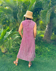 Kelani Vintage-Inspired dress, (S) Burgundy + (XL) Red