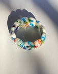 Vintage Millefiori Flowers Oval Glass Bead Stretch Bracelet