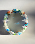Vintage Millefiori Flowers Oval Glass Bead Stretch Bracelet