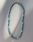 Teal Beaded + Pearl necklace