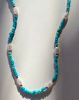 Teal Beaded + Pearl necklace