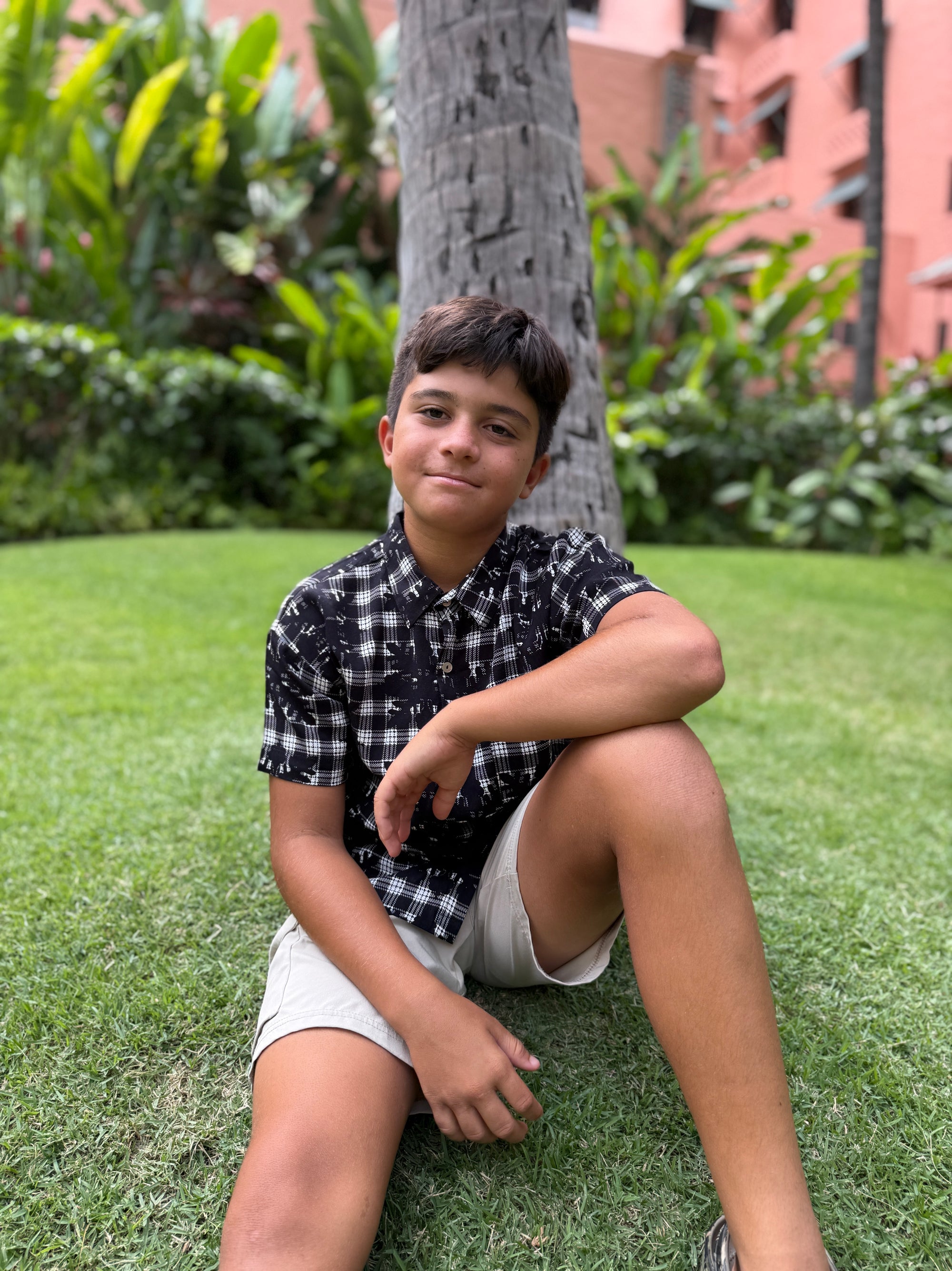 Boys Aloha Shirt Hibiscus Hawaiian Quilt