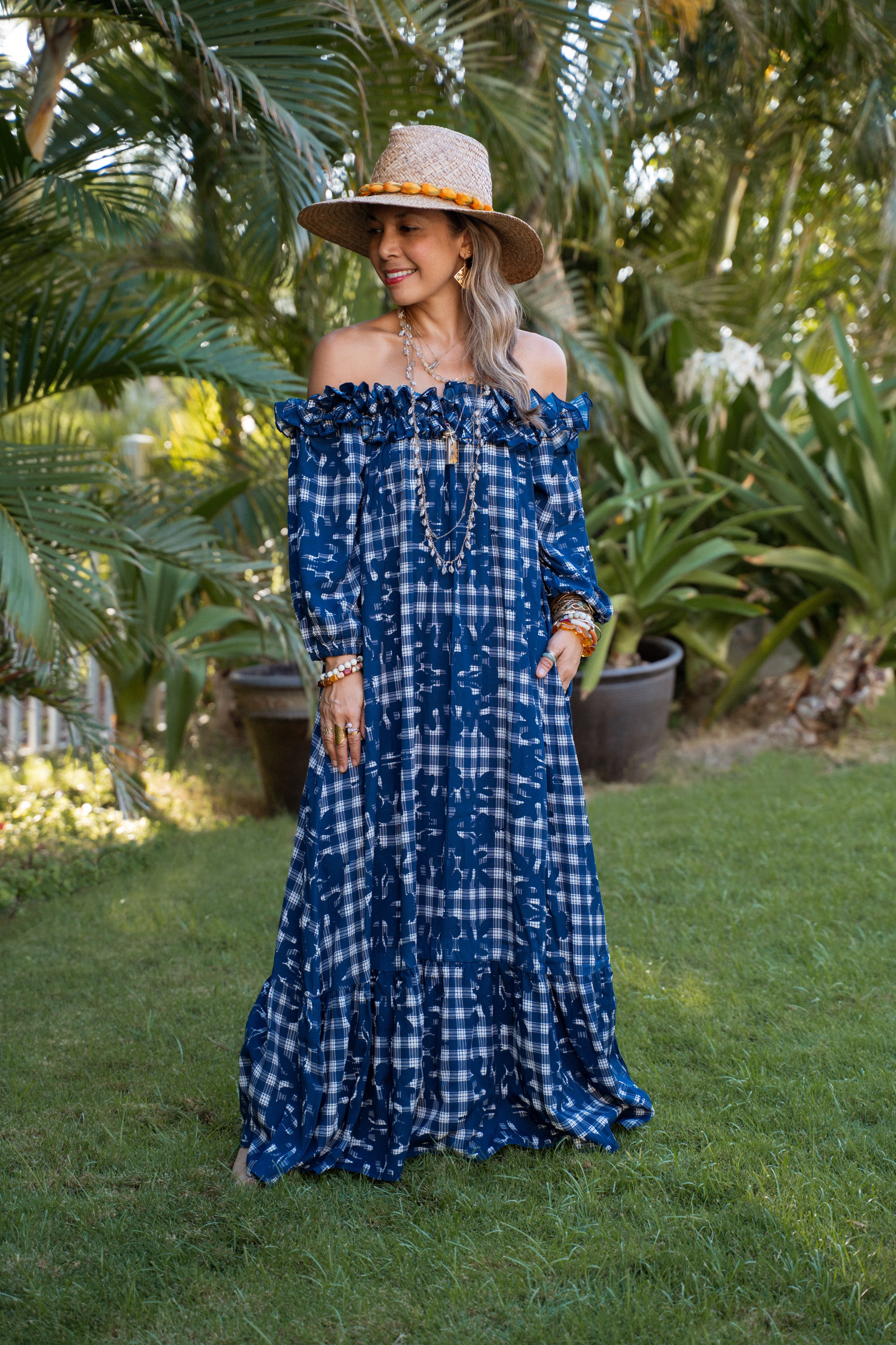 flowy dress from the islands mu White Long Ruffled Hawaiian Muumuu Hibiscus Leis White / 2XL main image 1