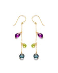 Kara Amethyst, Peridot, Sapphire Multi Gemstone Drop Earrings