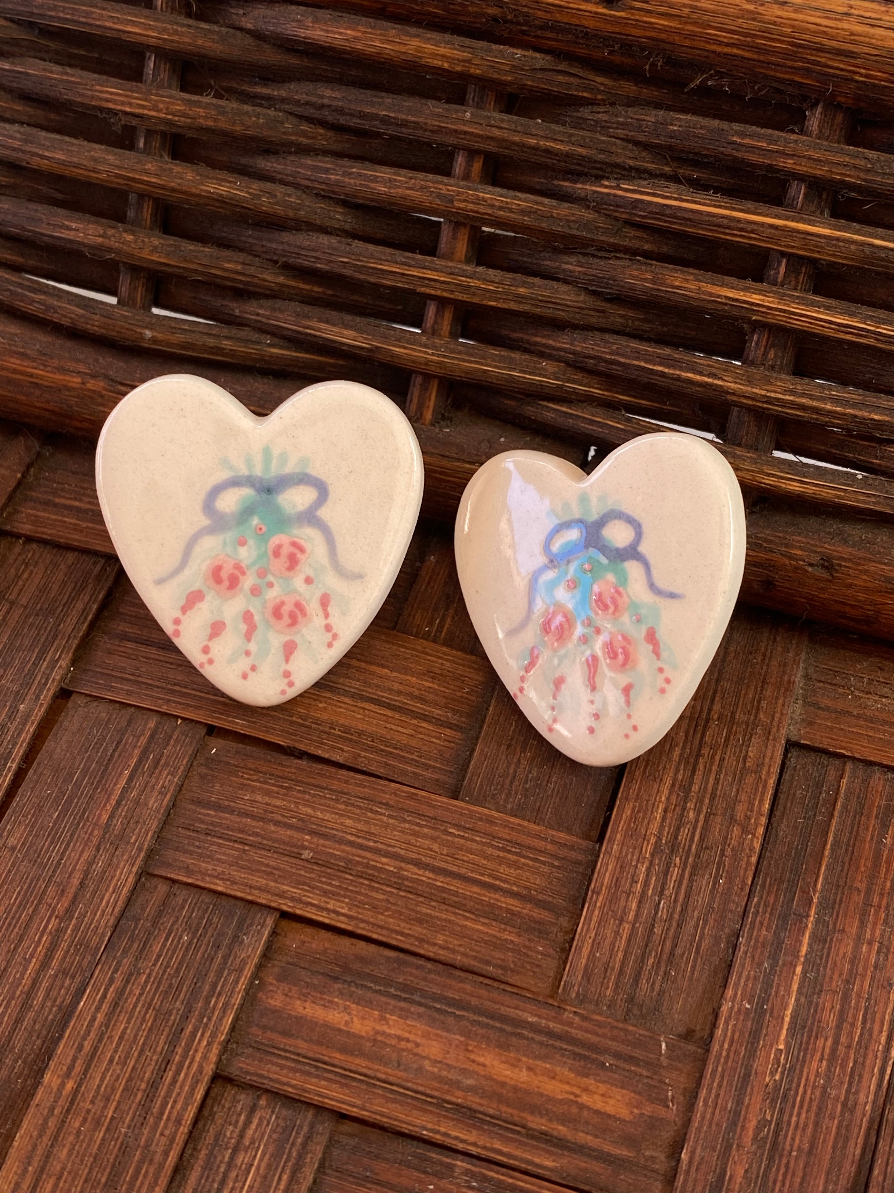 Flower Bouquet Heart Ceramic studs