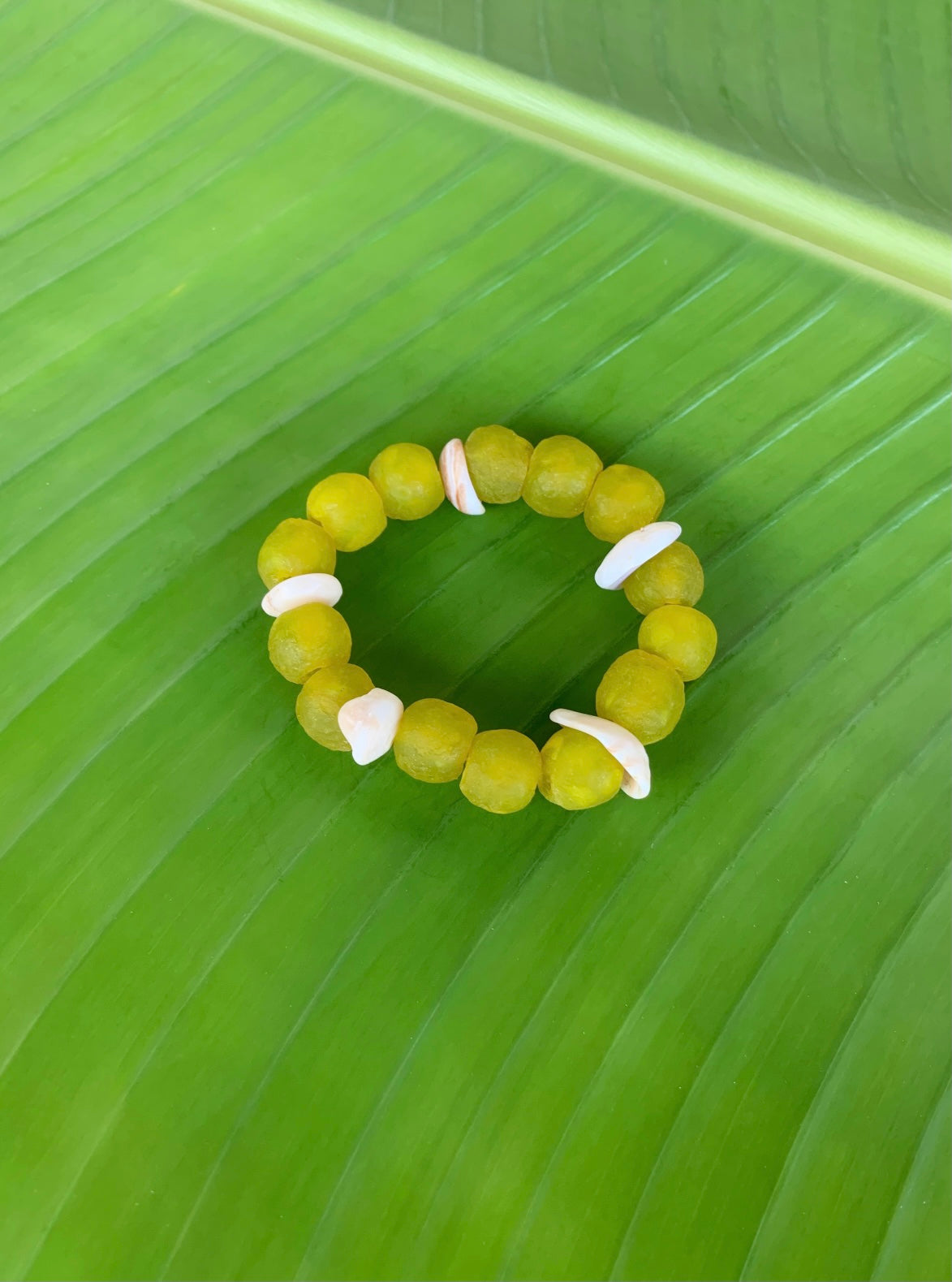 Chartreuse Hawaiian Puka Shells bracelet