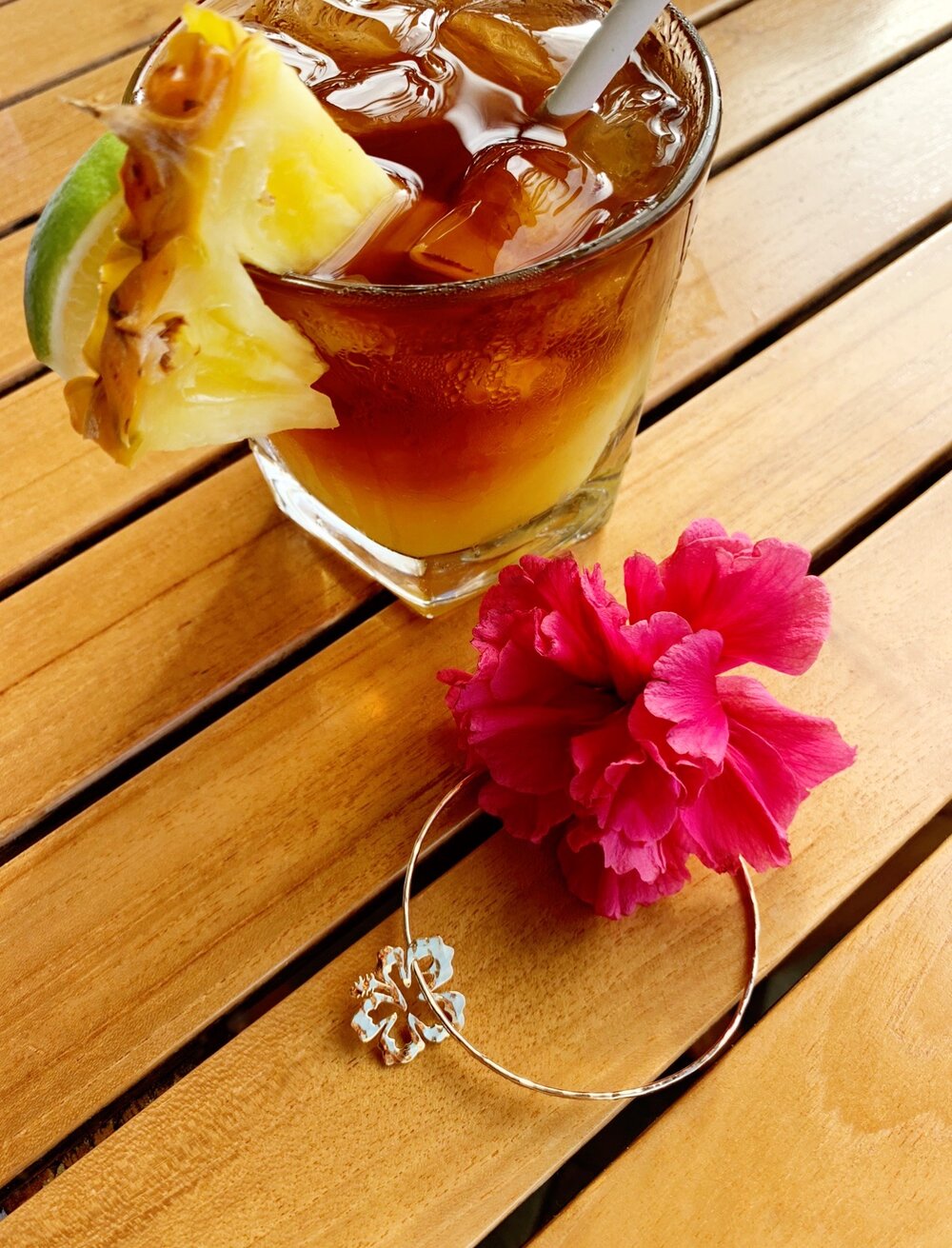 Waikiki Hibiscus Enamel Bangle Bracelet