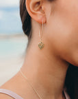 Long Drop Manini Manoa Monstera Leaf Earrings