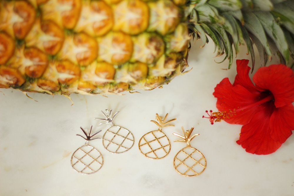 Large Pineapple drop earrings