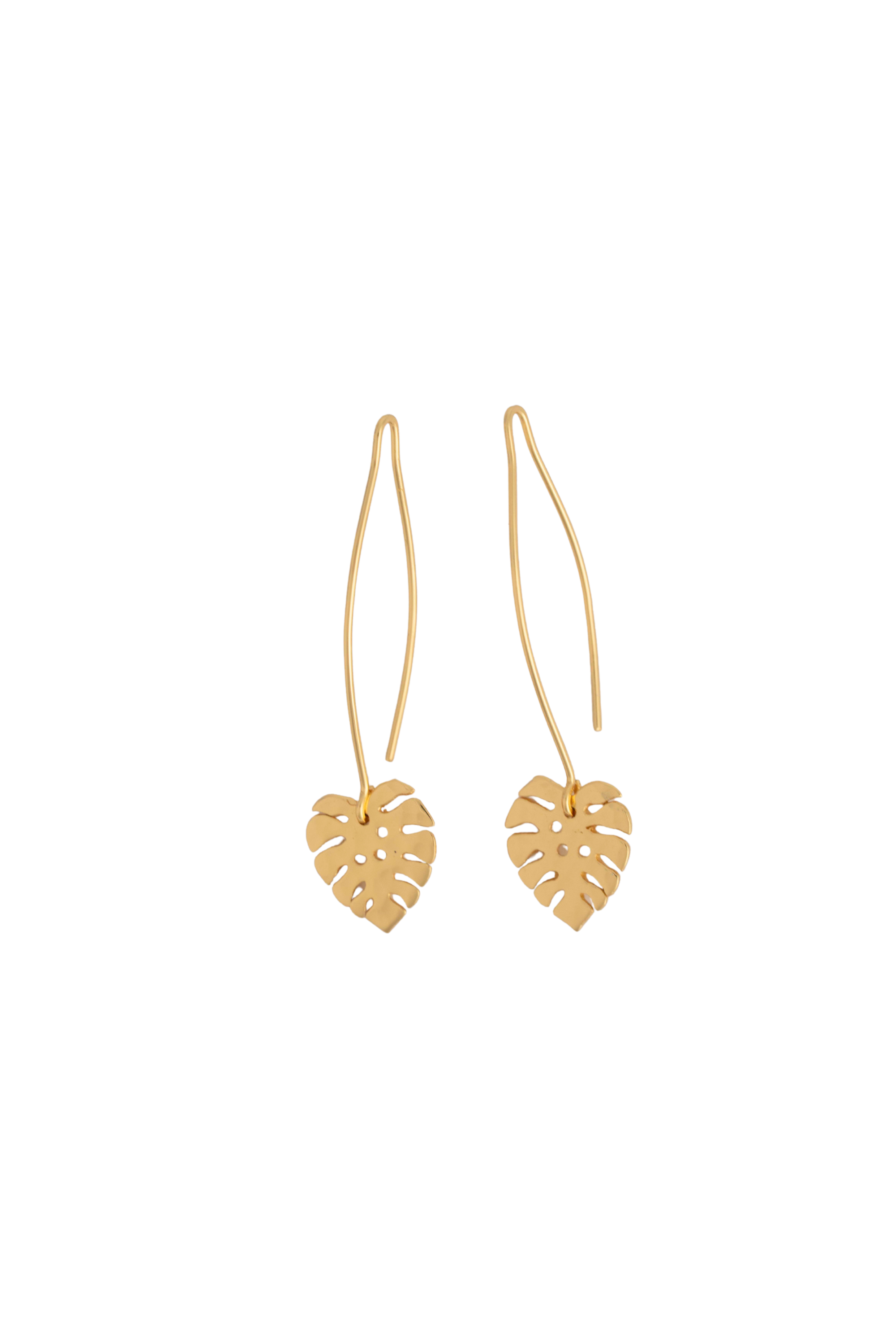 monstera leaf earrings Long Drop Manini Manoa Monstera Leaf Earrings