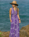 Kalia Halter Dress Hibiscus Hawaiian Quilt