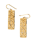 Small Vertical Hibiscus Hawaiian Quilt Earrings