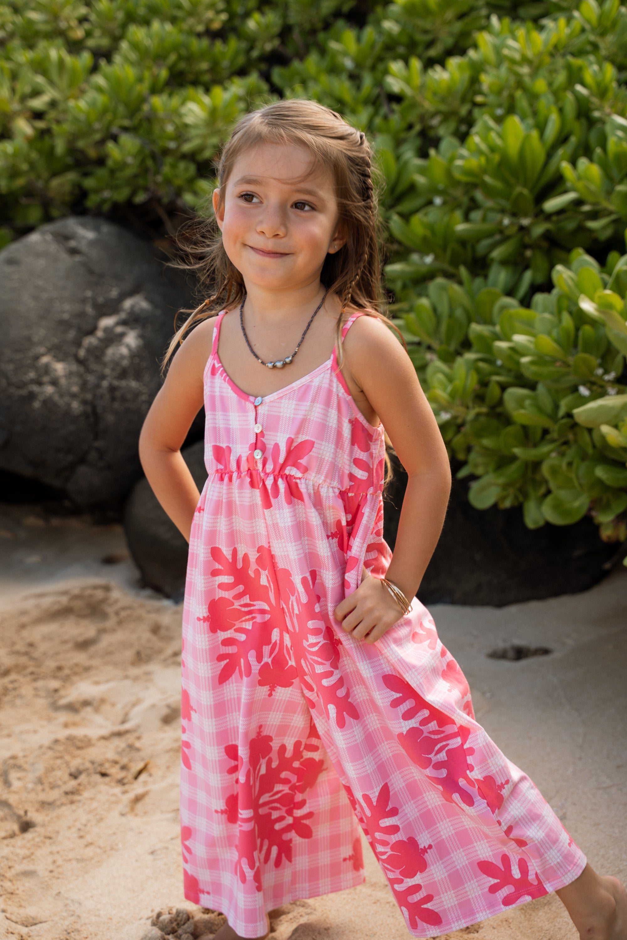 Girls Kirra Jumpsuit Hibiscus Hawaiian Quilt