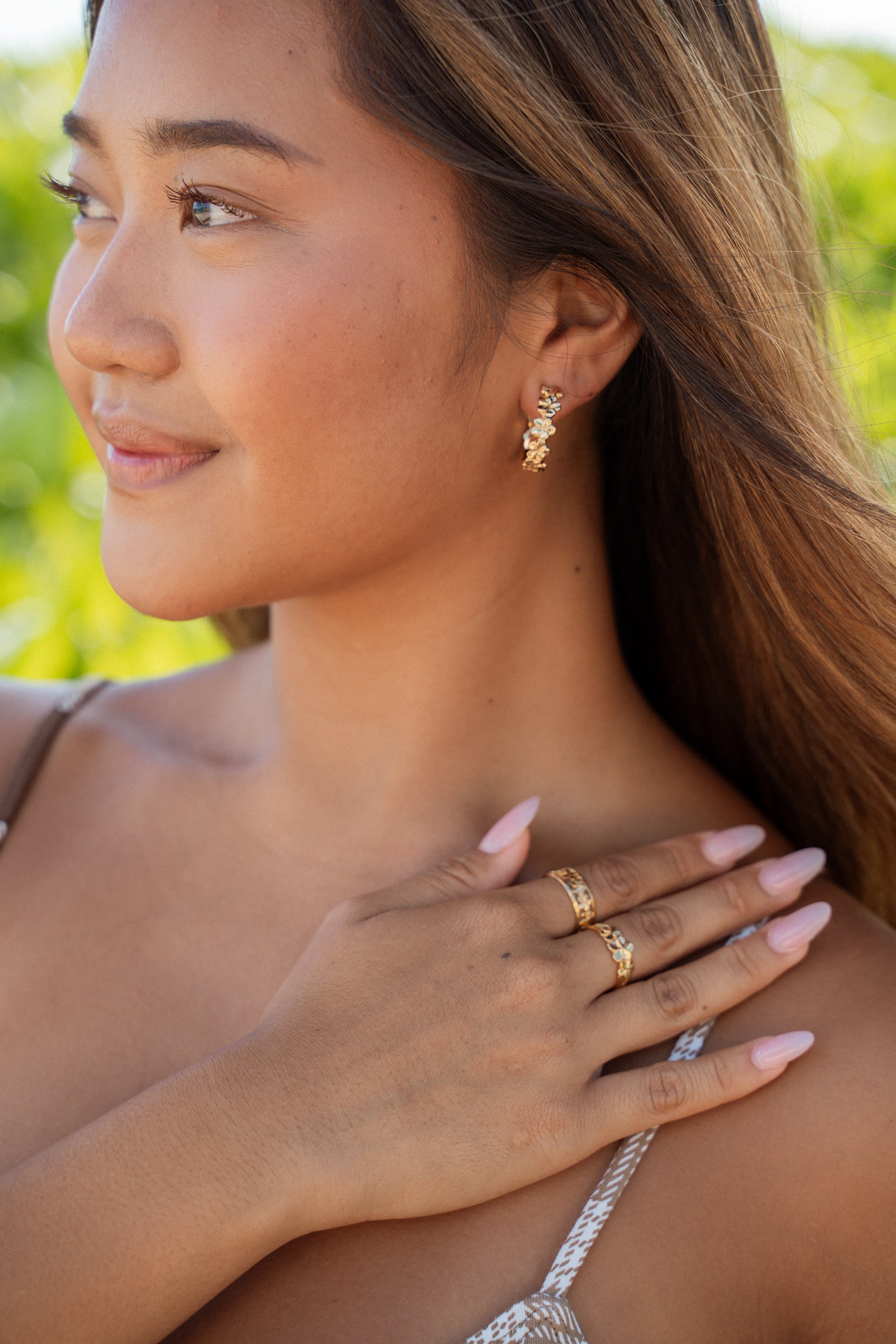Plumeria C-Hoop earrings