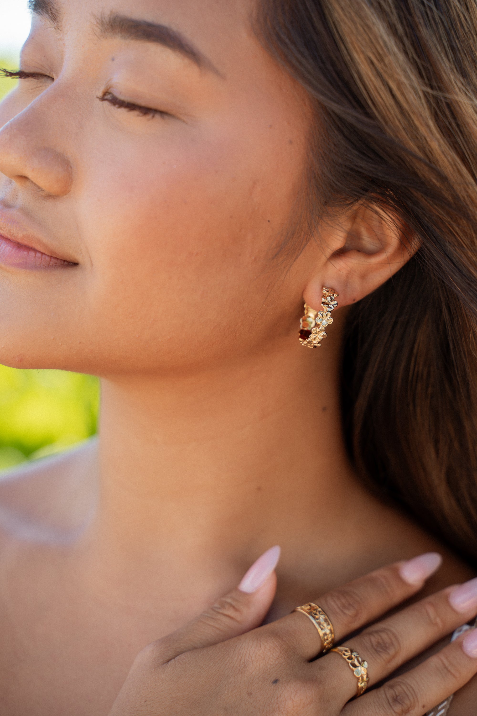 Plumeria C-Hoop earrings