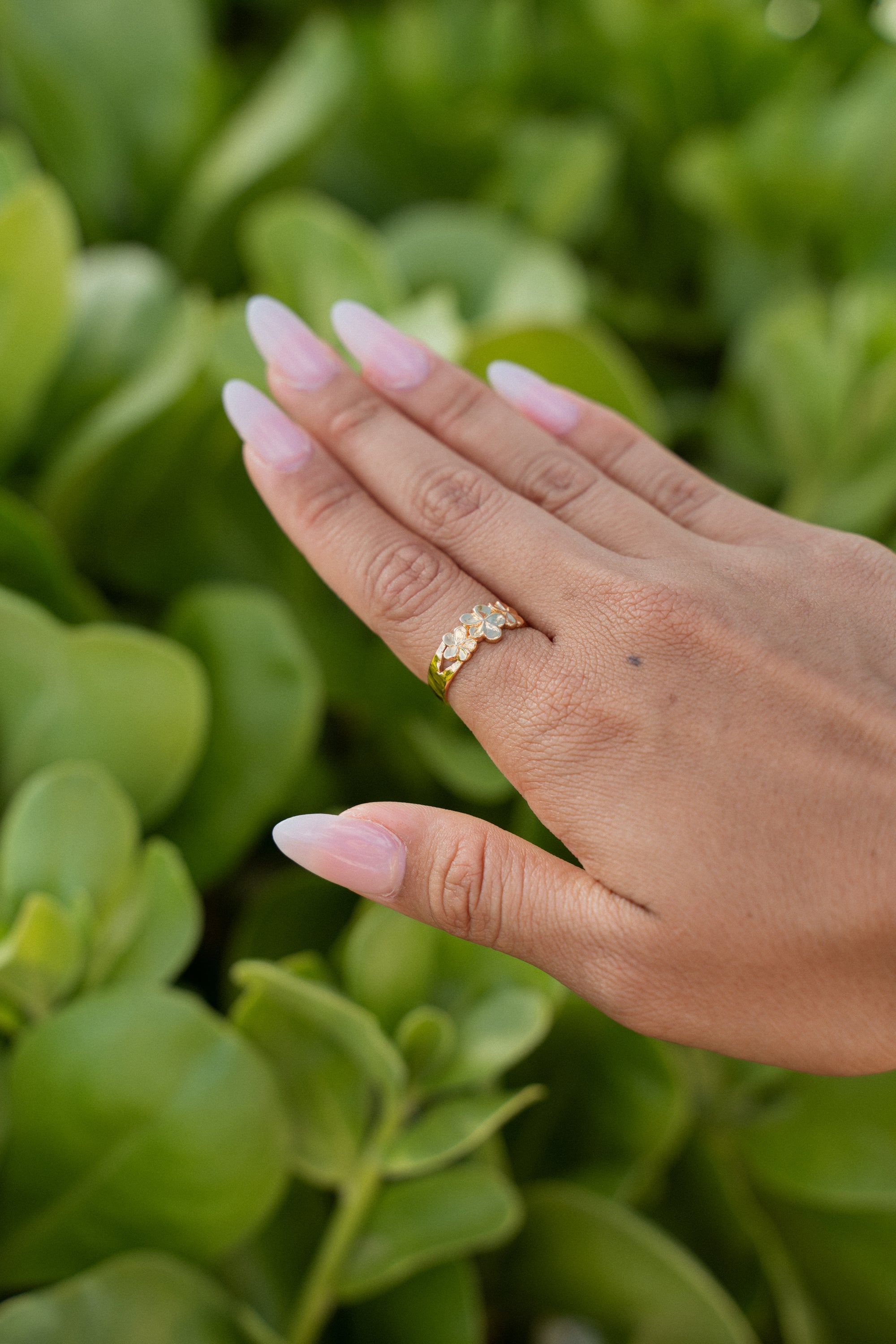 Trio Plumeria ring