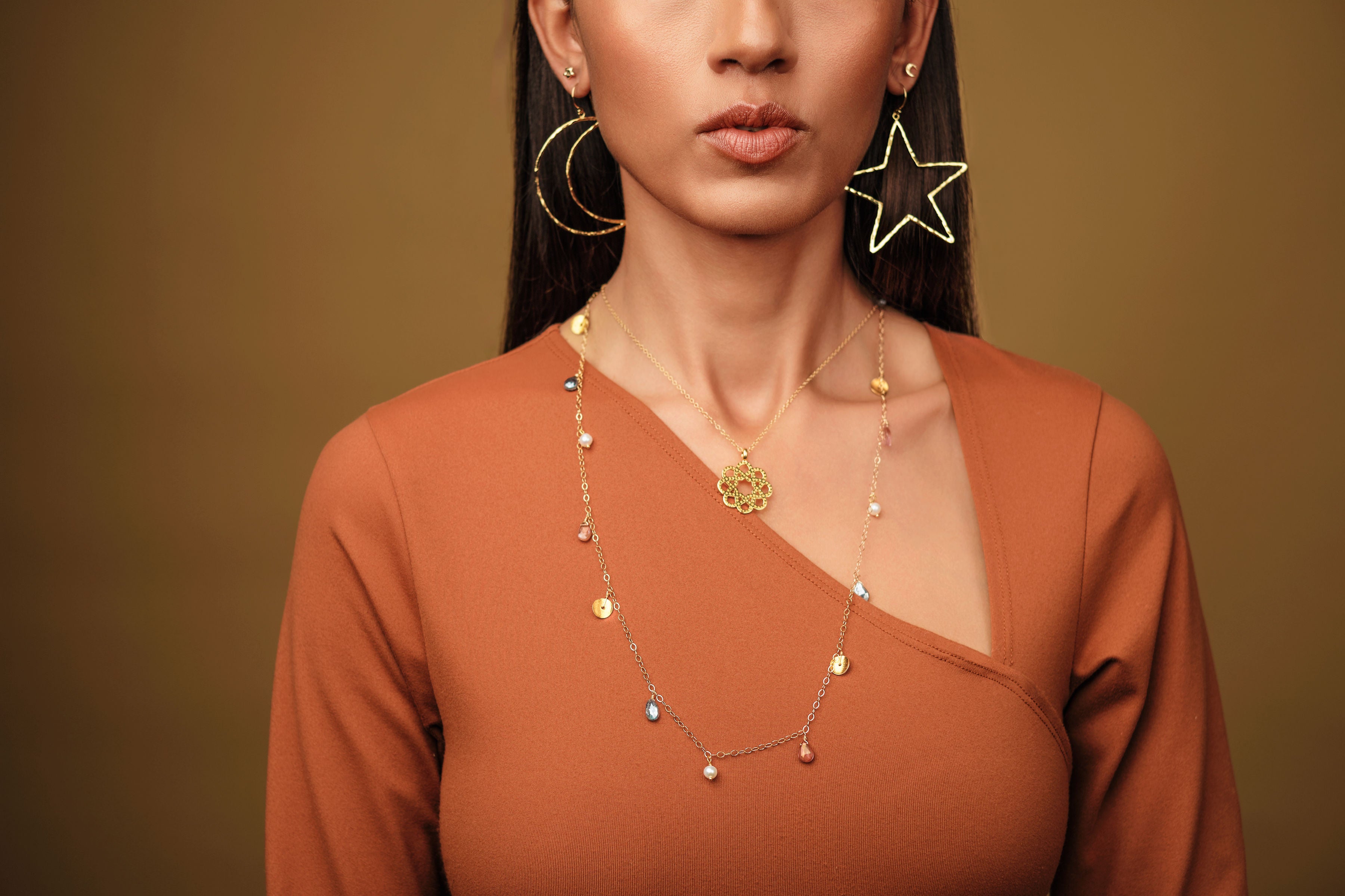 Davina Star + Moon Earrings