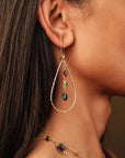 Teardrop Kara Amethyst, Peridot, Sapphire Multi Gemstone Drop Earrings