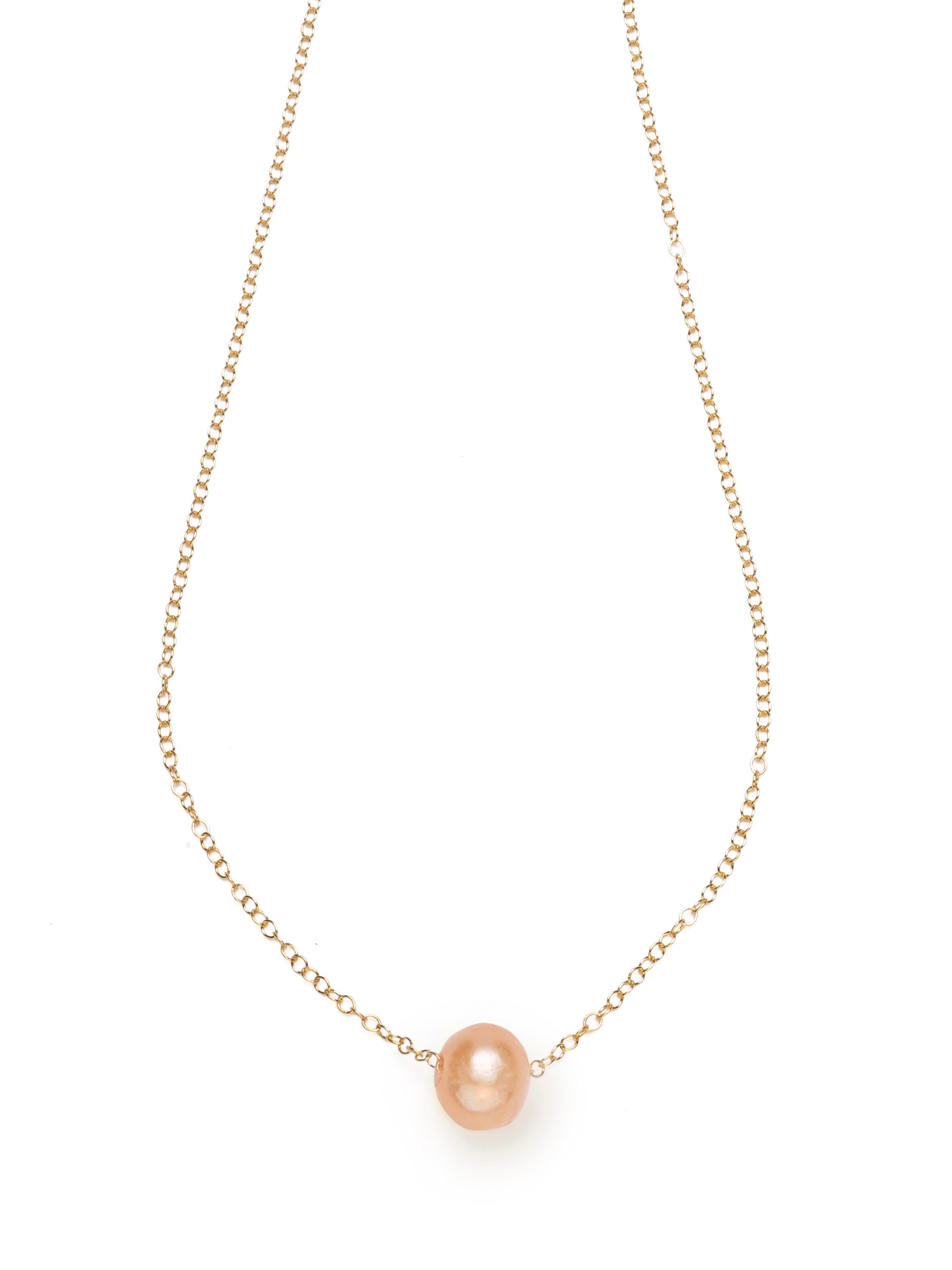 20% to Breast Cancer Hawaii — Pink-Peach Freshwater Pearl Floating necklace