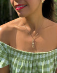 Sea Turtle Plumeria Vertical Framed necklace