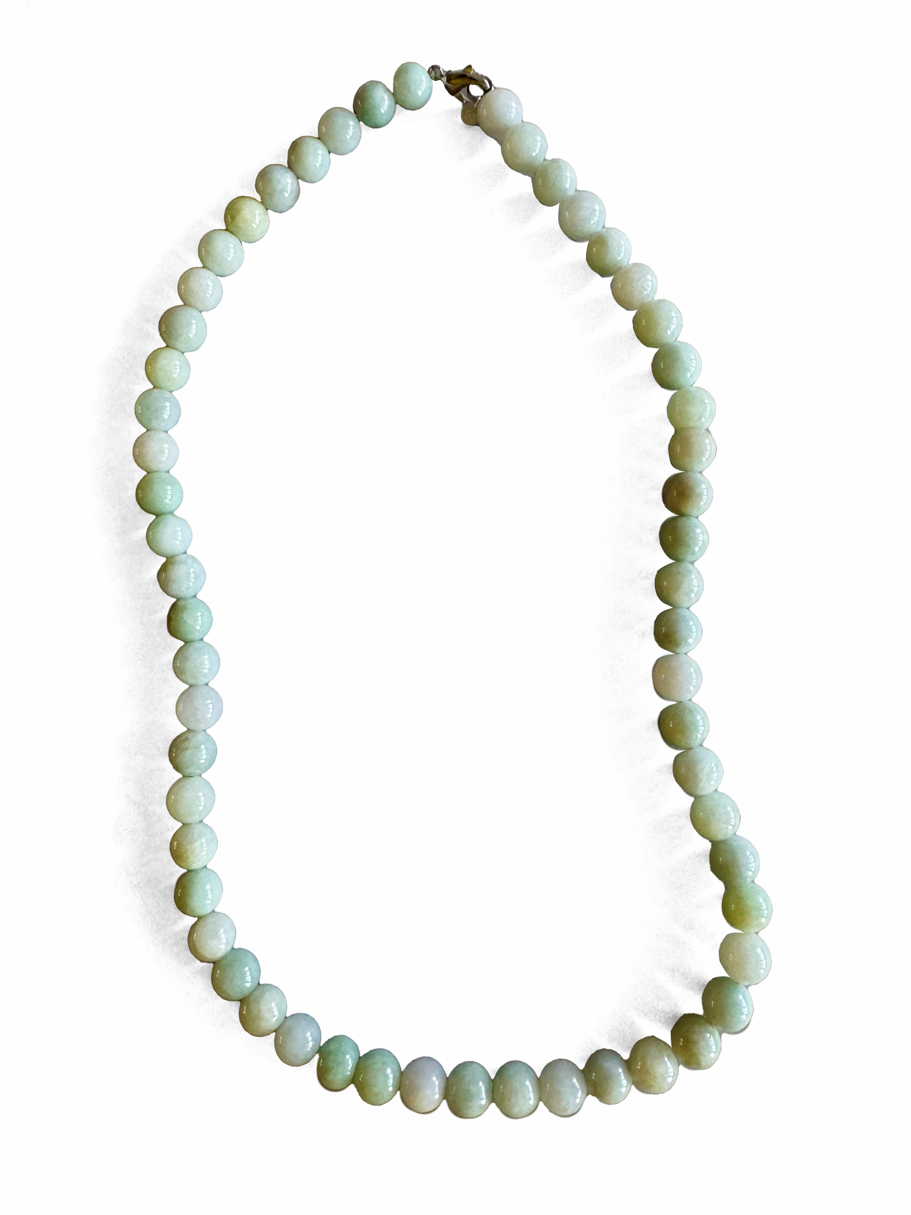 9mm Light Natural Jade Necklace