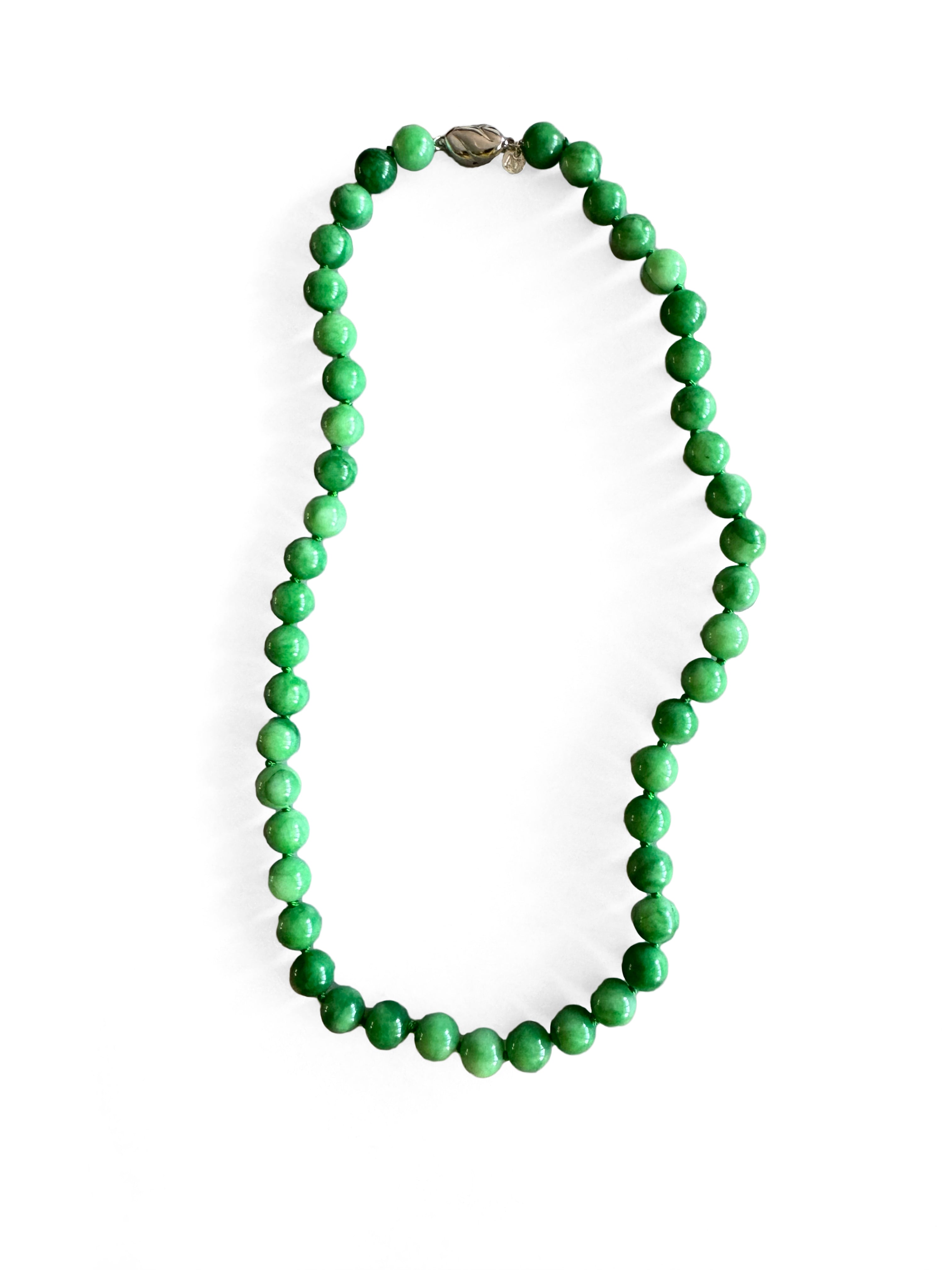 7mm Natural Kelly Green Jade Necklace