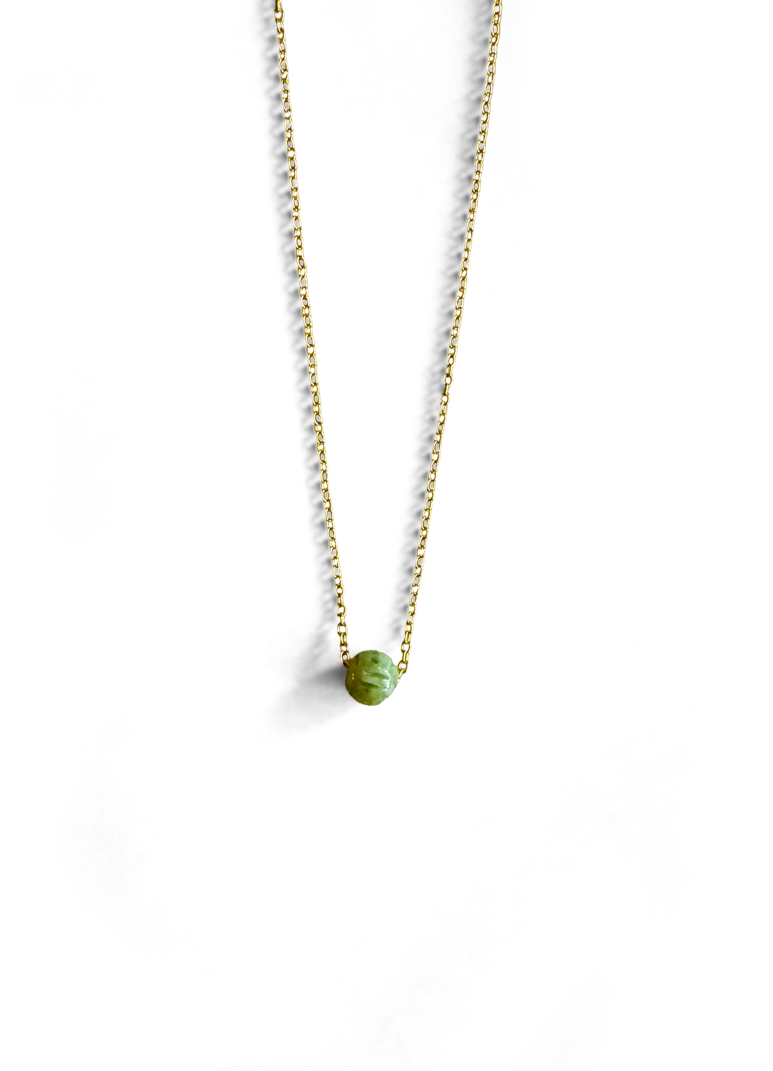 Olive Natural Carved Jade Floating Necklace