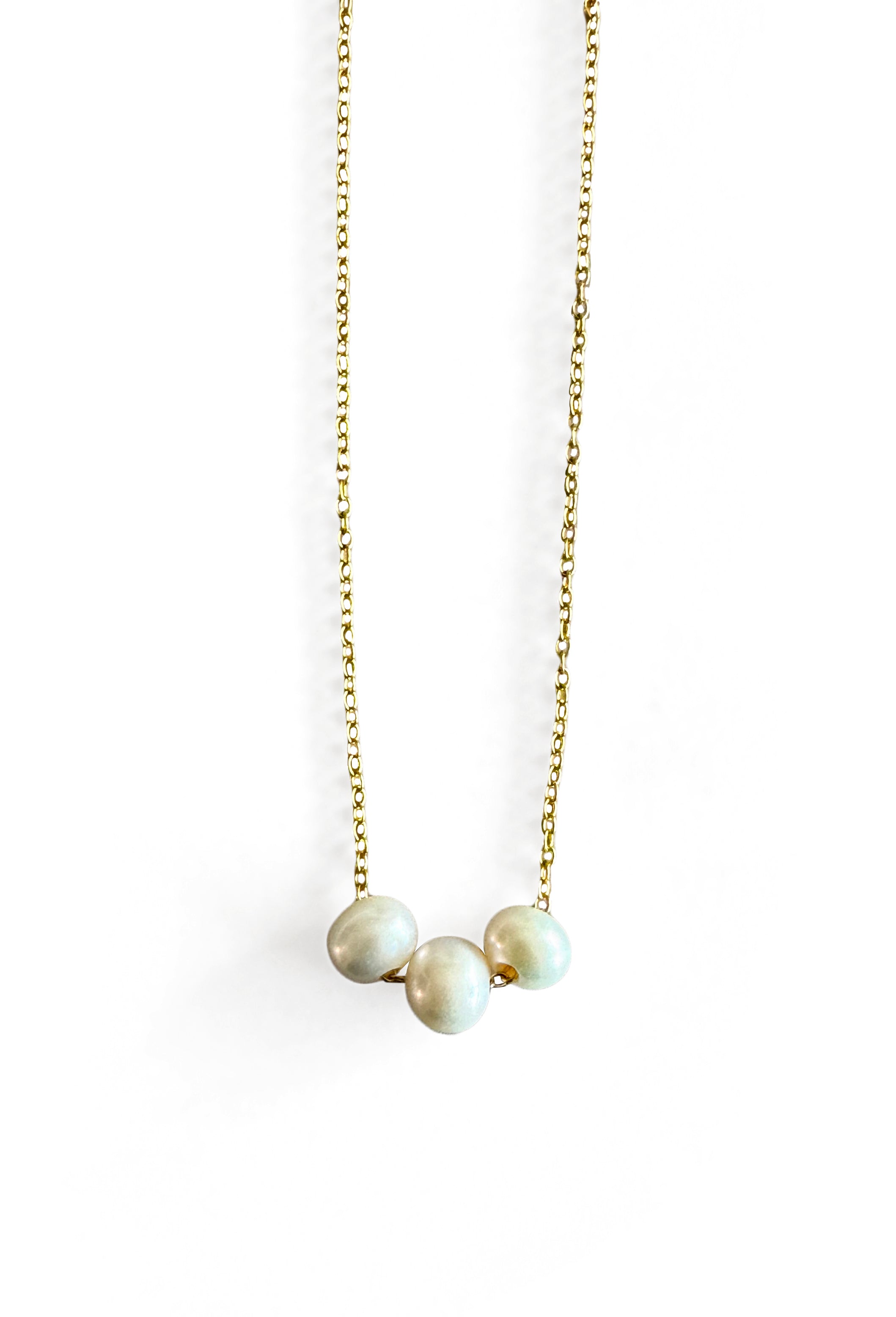 Trio White Freshwater Pearl Floating necklace