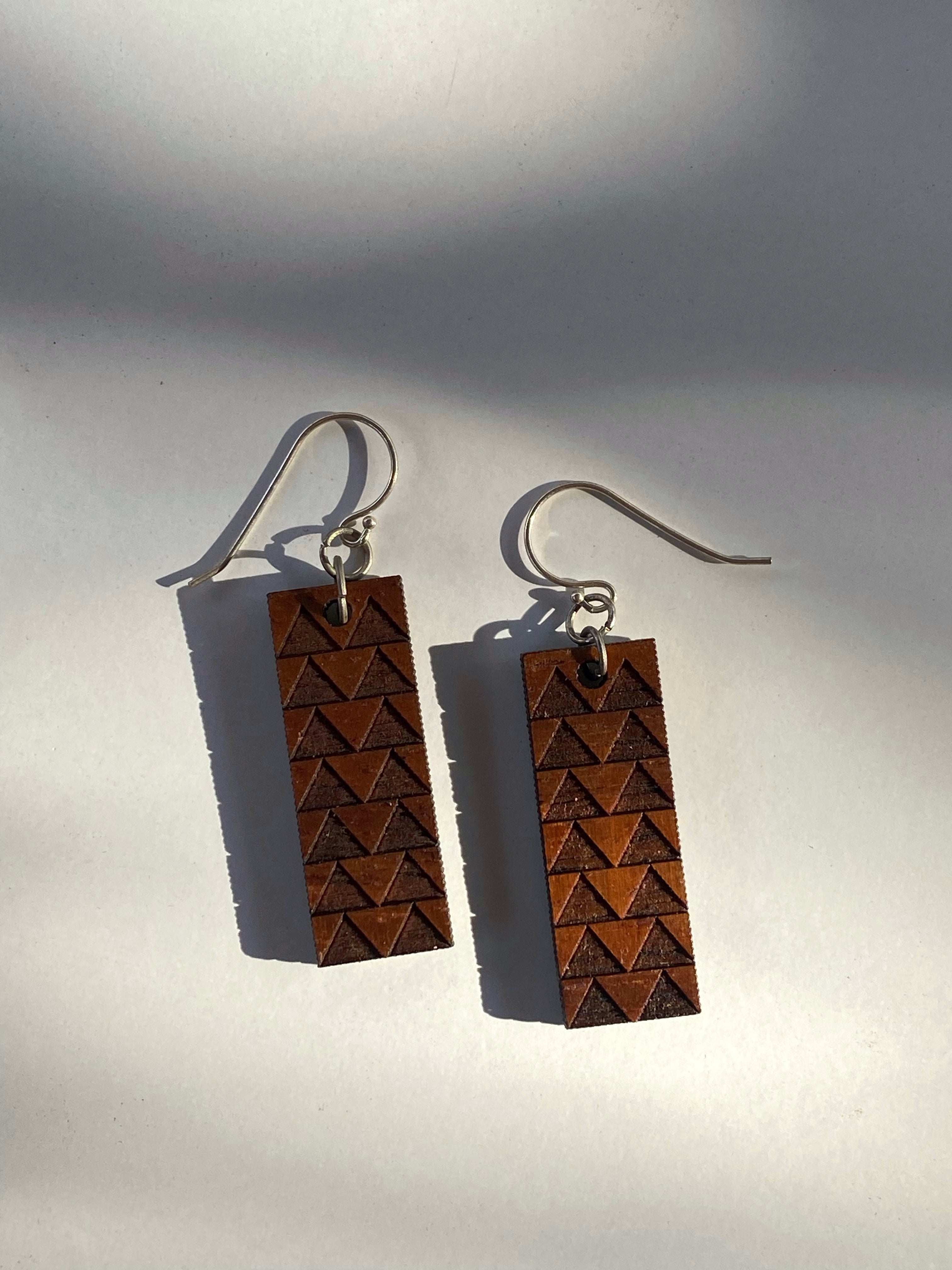 Koa Wooden Tribal Design Drop earrings