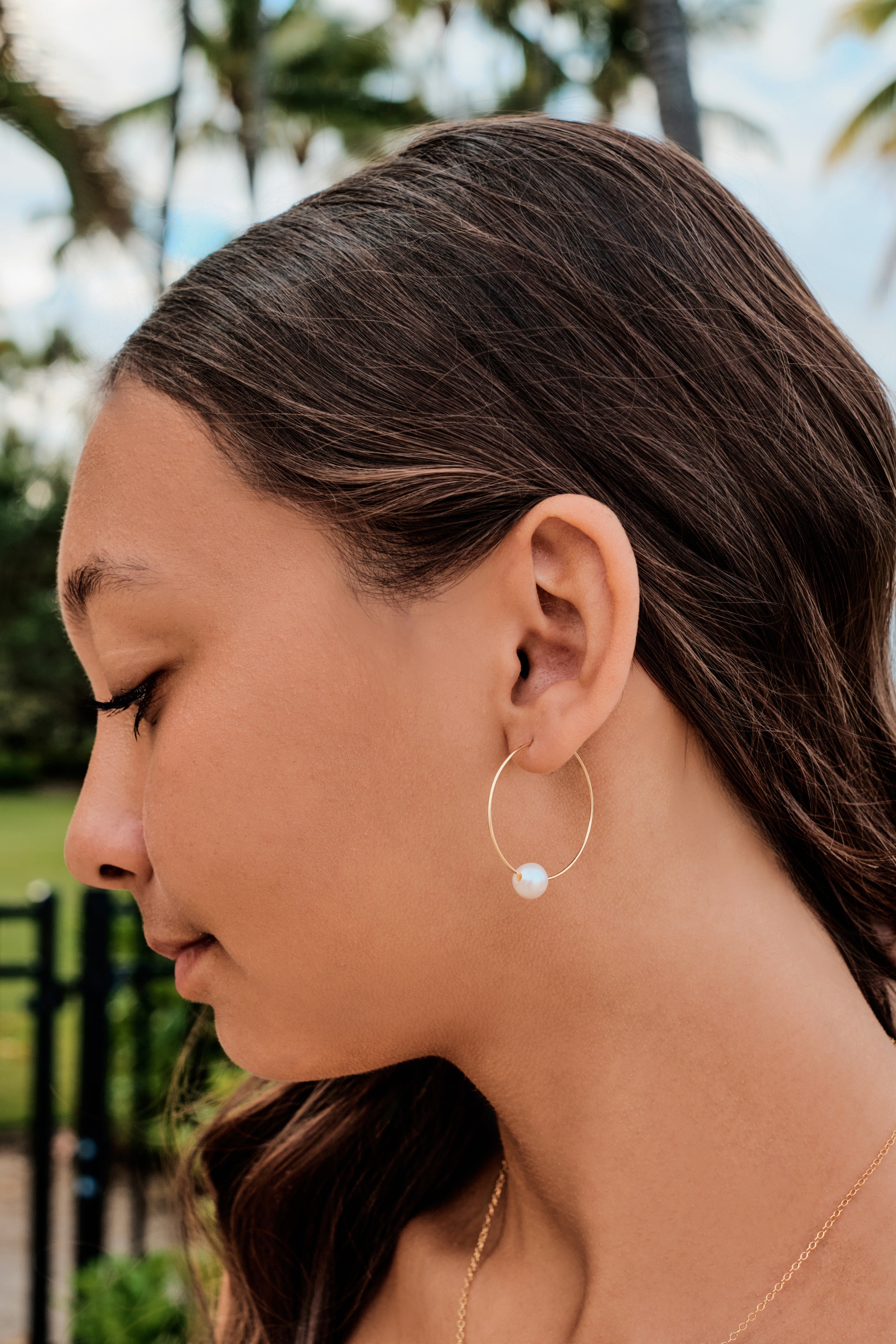 White Pearl Open Classic hoop earrings