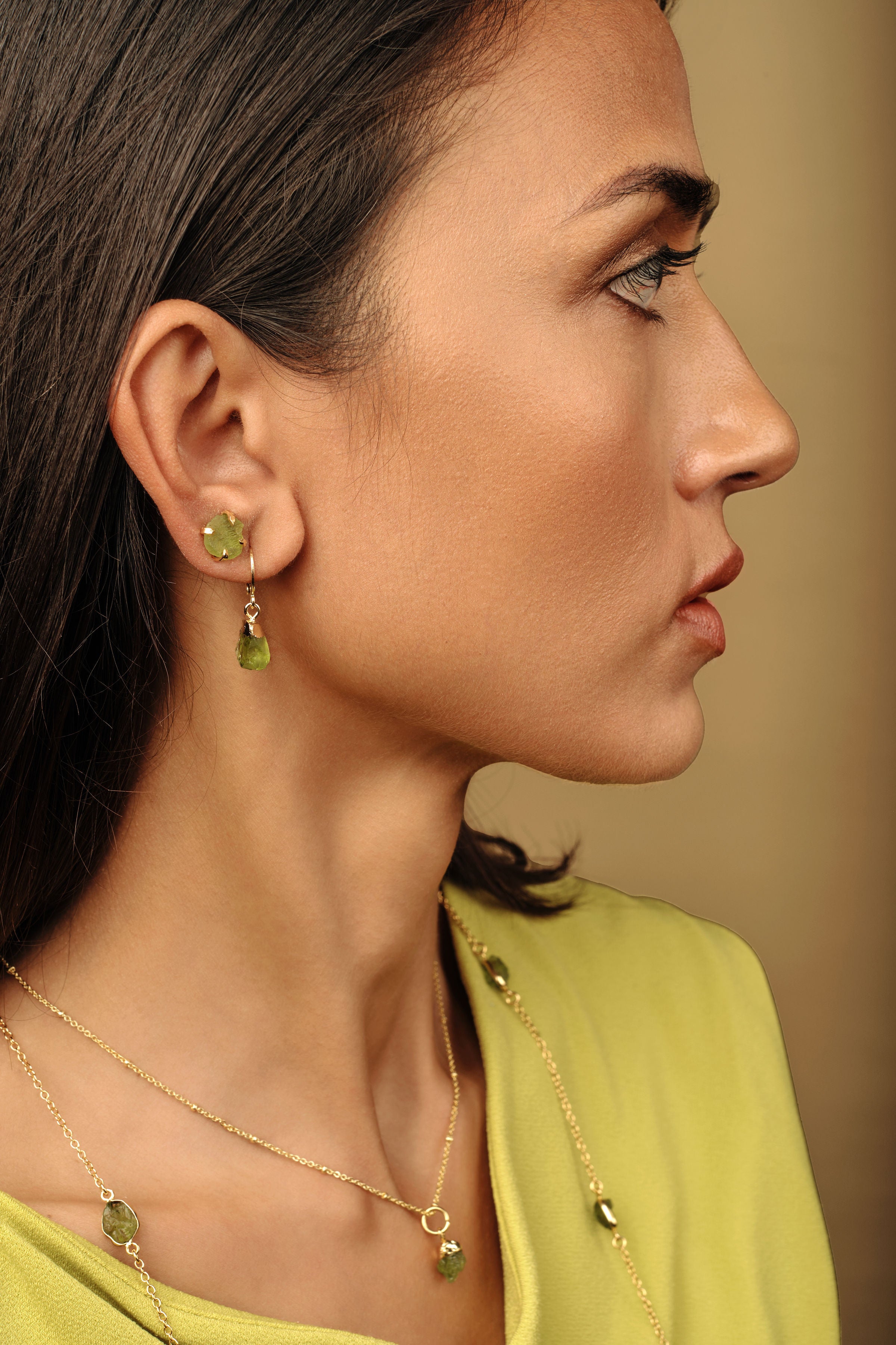 Aria Peridot Huggie Earrings