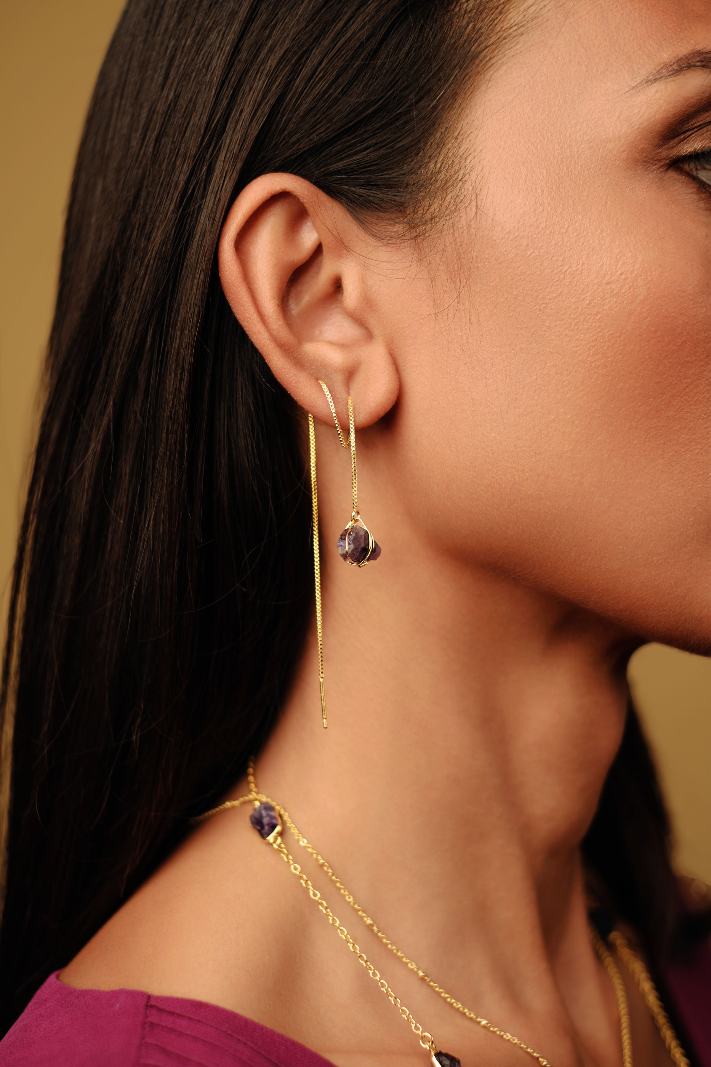 Keely Amethyst Threader Earrings