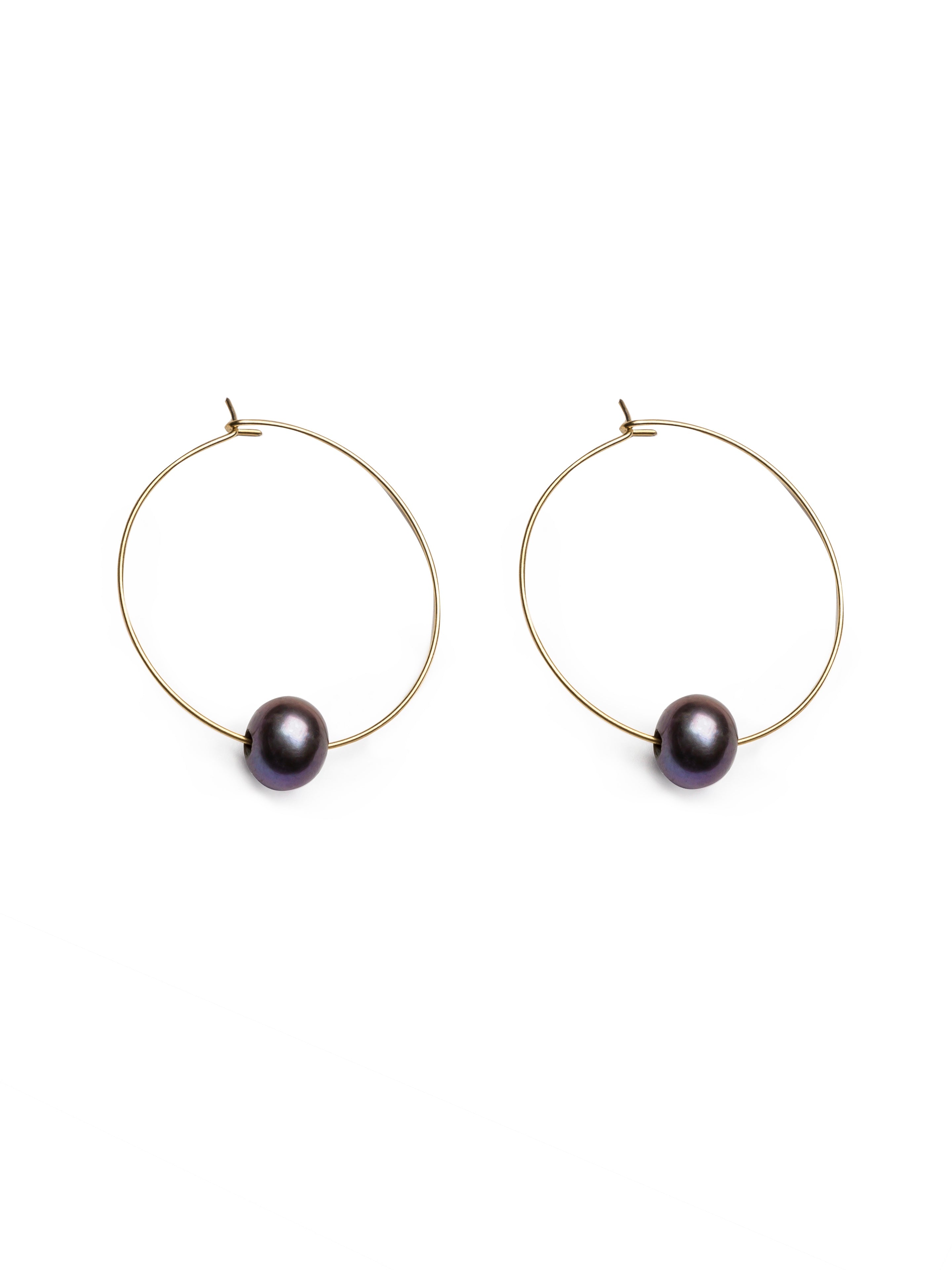 Dark Pearl Open Classic Hoop earrings