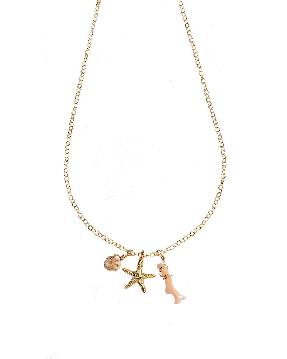 20% to Make-A-Wish Hawaii — Petite Starfish, Coral + Puka Shell Charm necklace