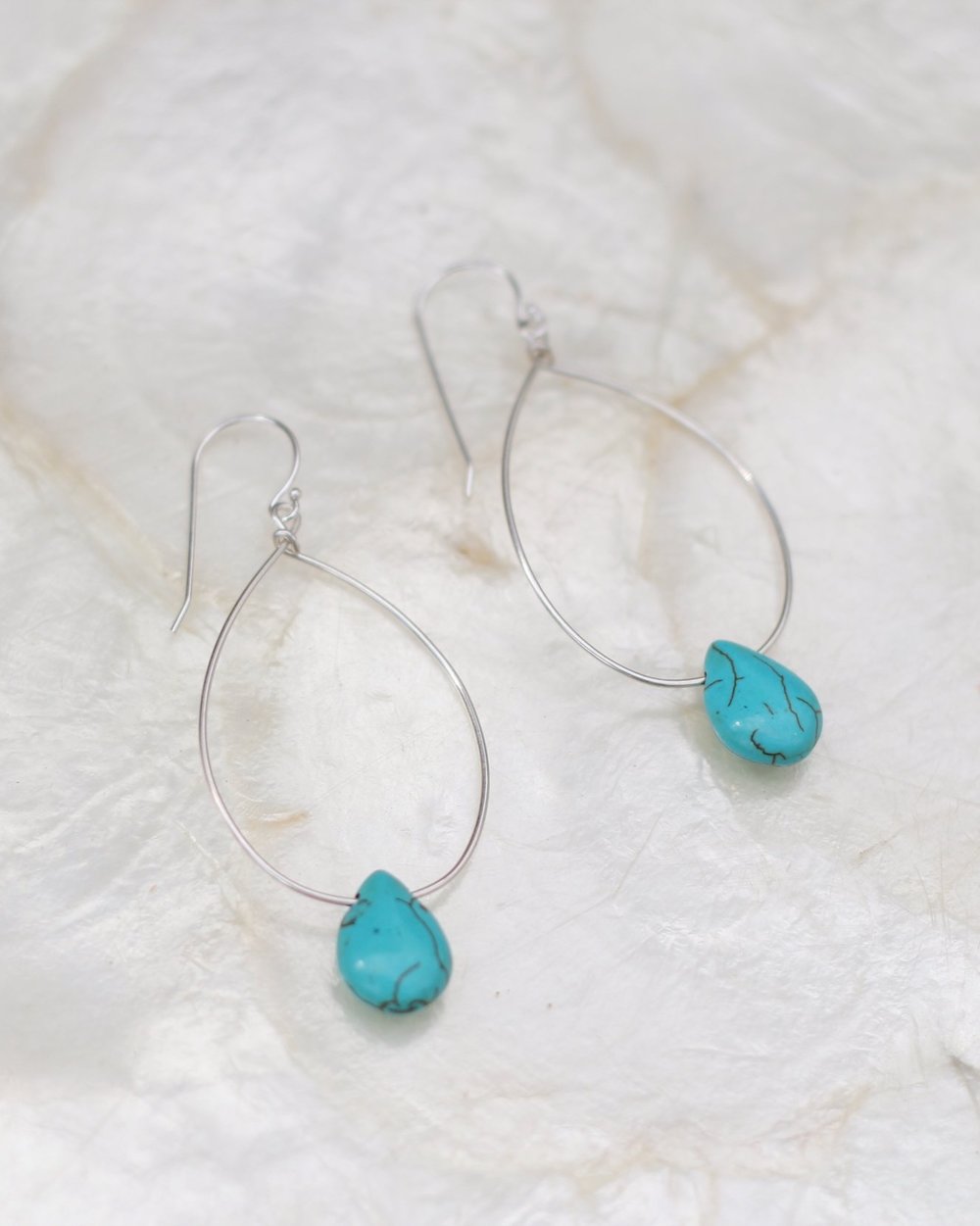 *LAST ONES Sterling Silver, Turquoise Teardrop earrings