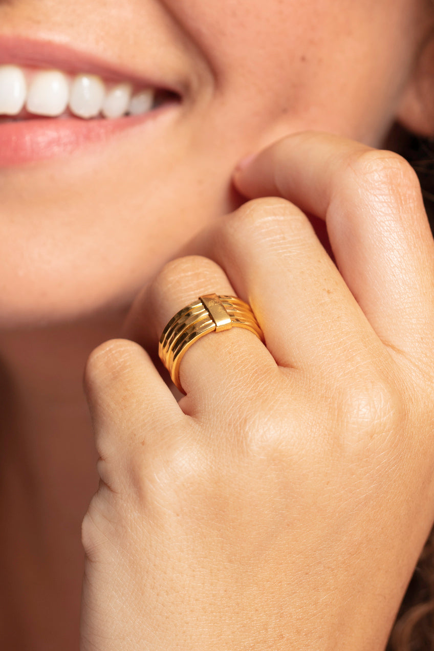 Rhea 18K Gold Vermeil Stacked Ring