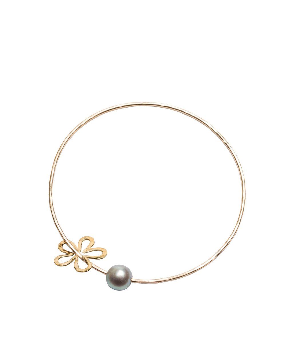 Silver Pearl Melia Flower bangle