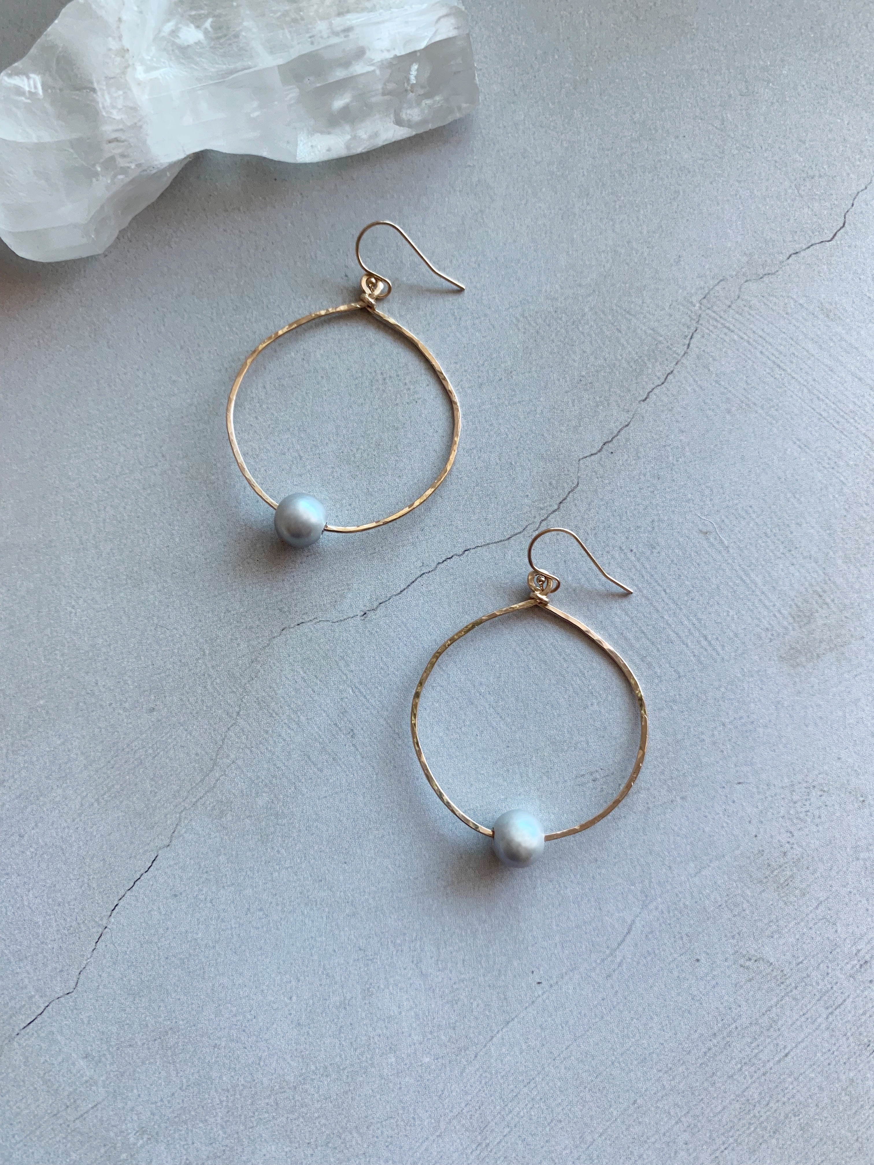 Silver Pearl Harbor Hoop earrings