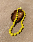 Yellow Hawaiian Retro Kukui Nut lei necklace