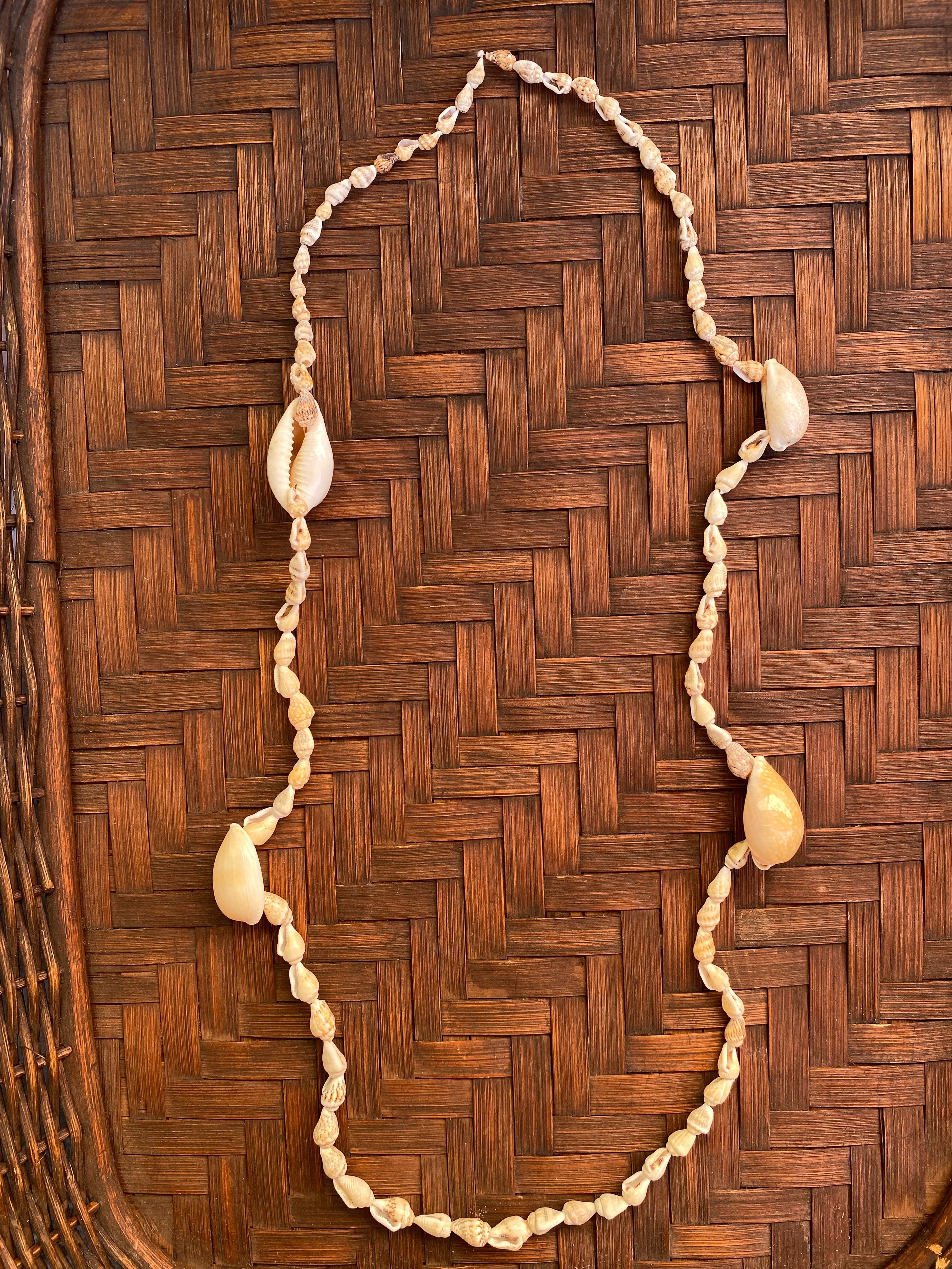Natural Seashell + Large Cowrie Lei necklace