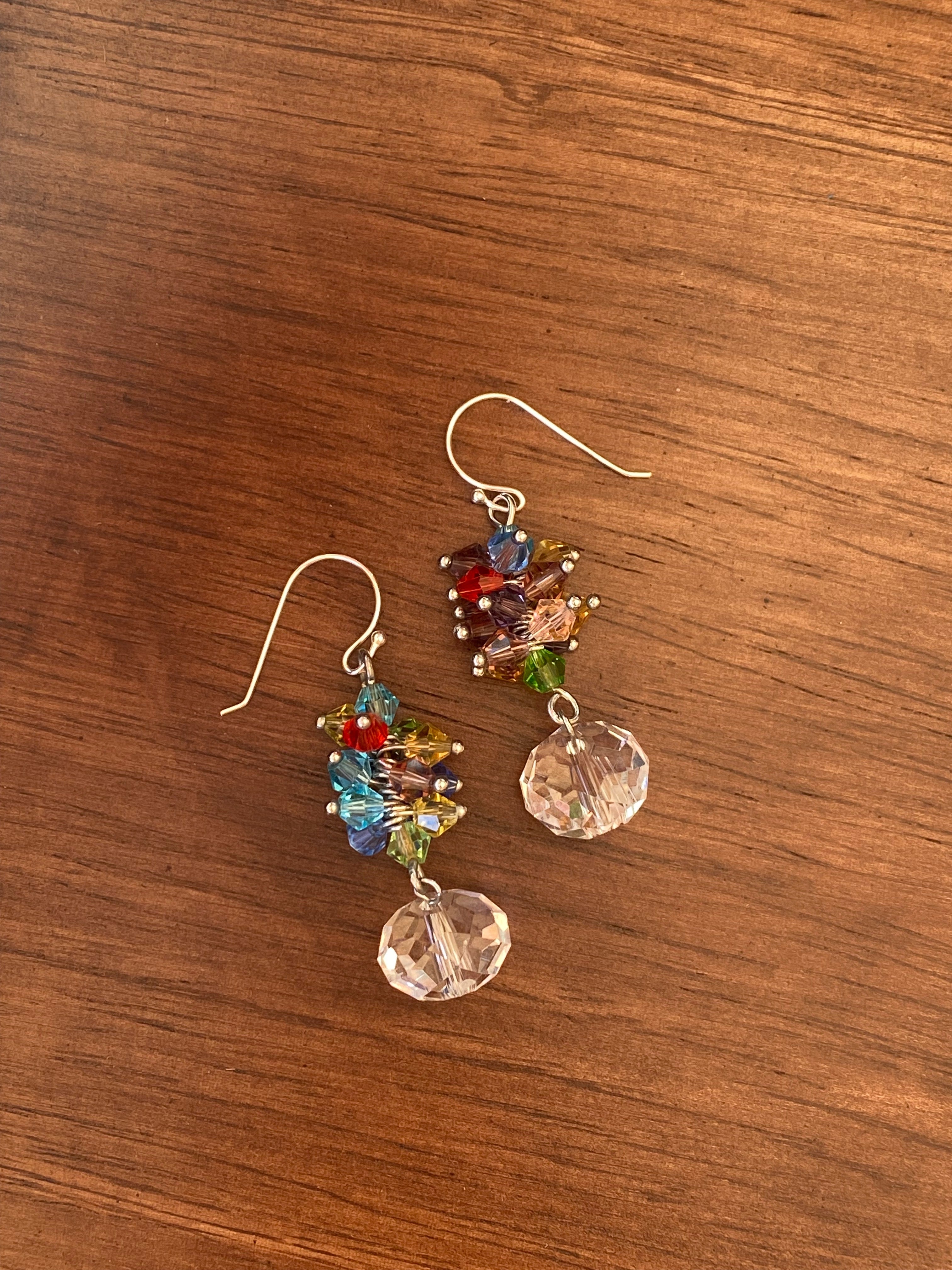 Rainbow Beaded + Crystal earrings