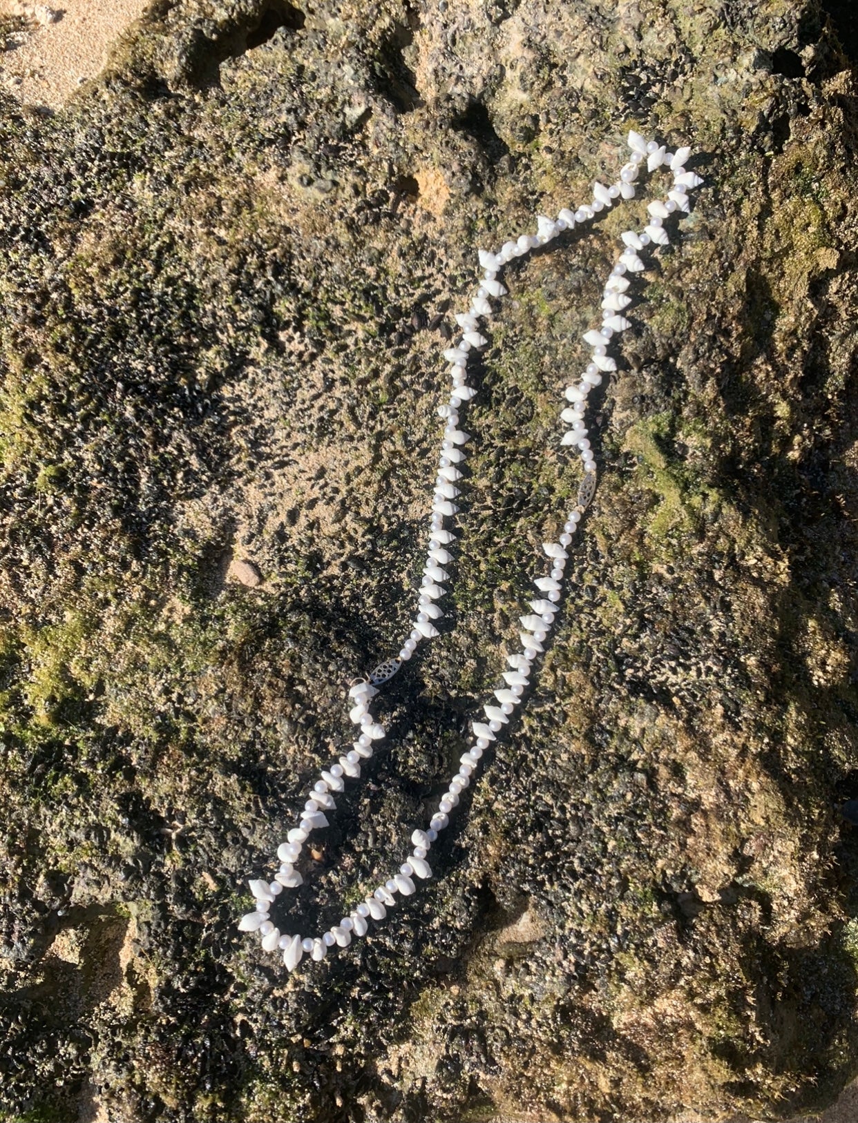 Mikaela White Shell + Pearl Lei necklace