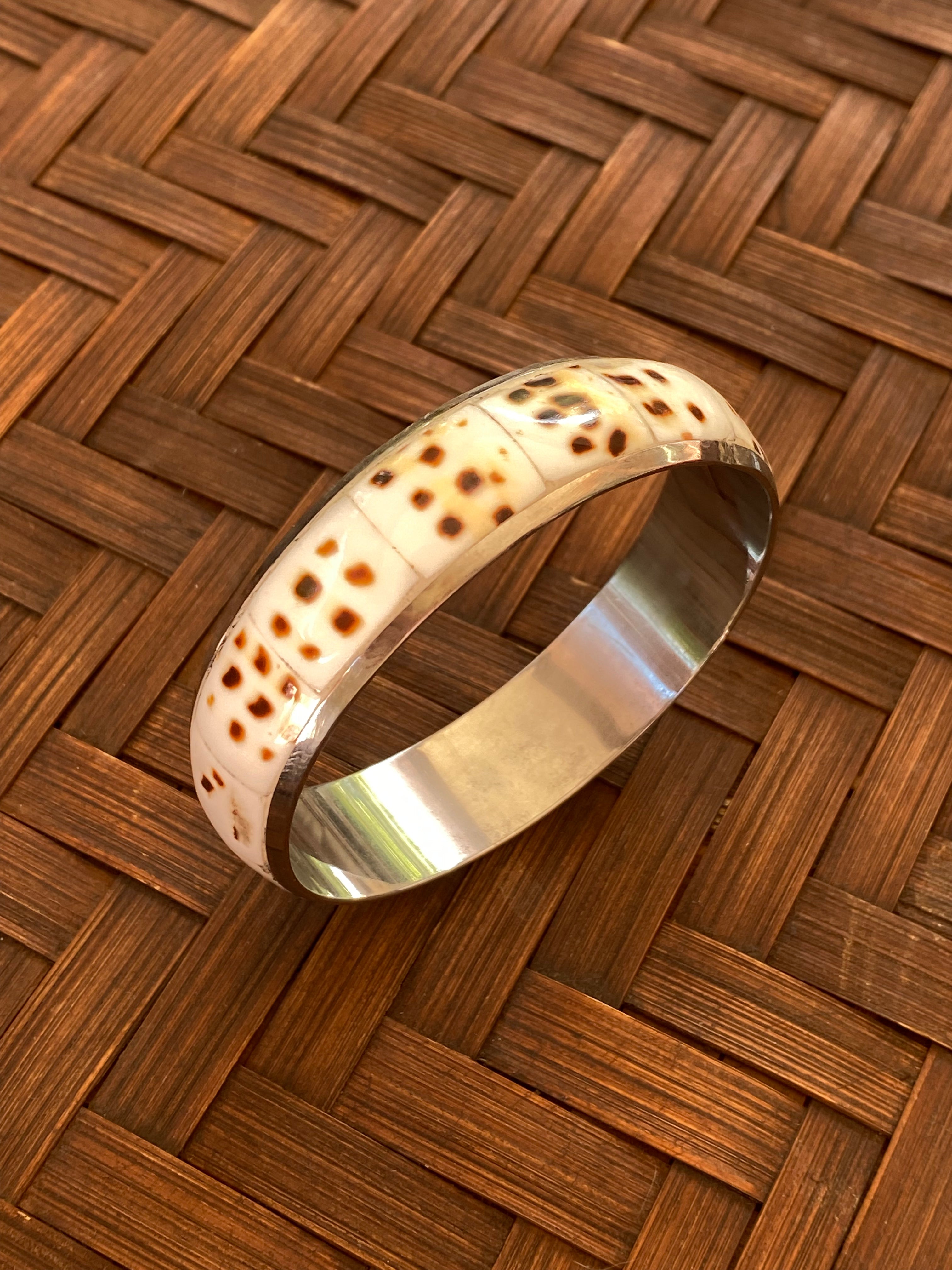 Spotted Cone Shell Silver Bangle
