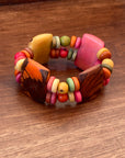 Eclectic Rainbow Tagua Nut Beaded Stretch bracelet