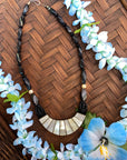 Mother-Of-Pearl + Onyx Wooden Beaded Statement Necklace