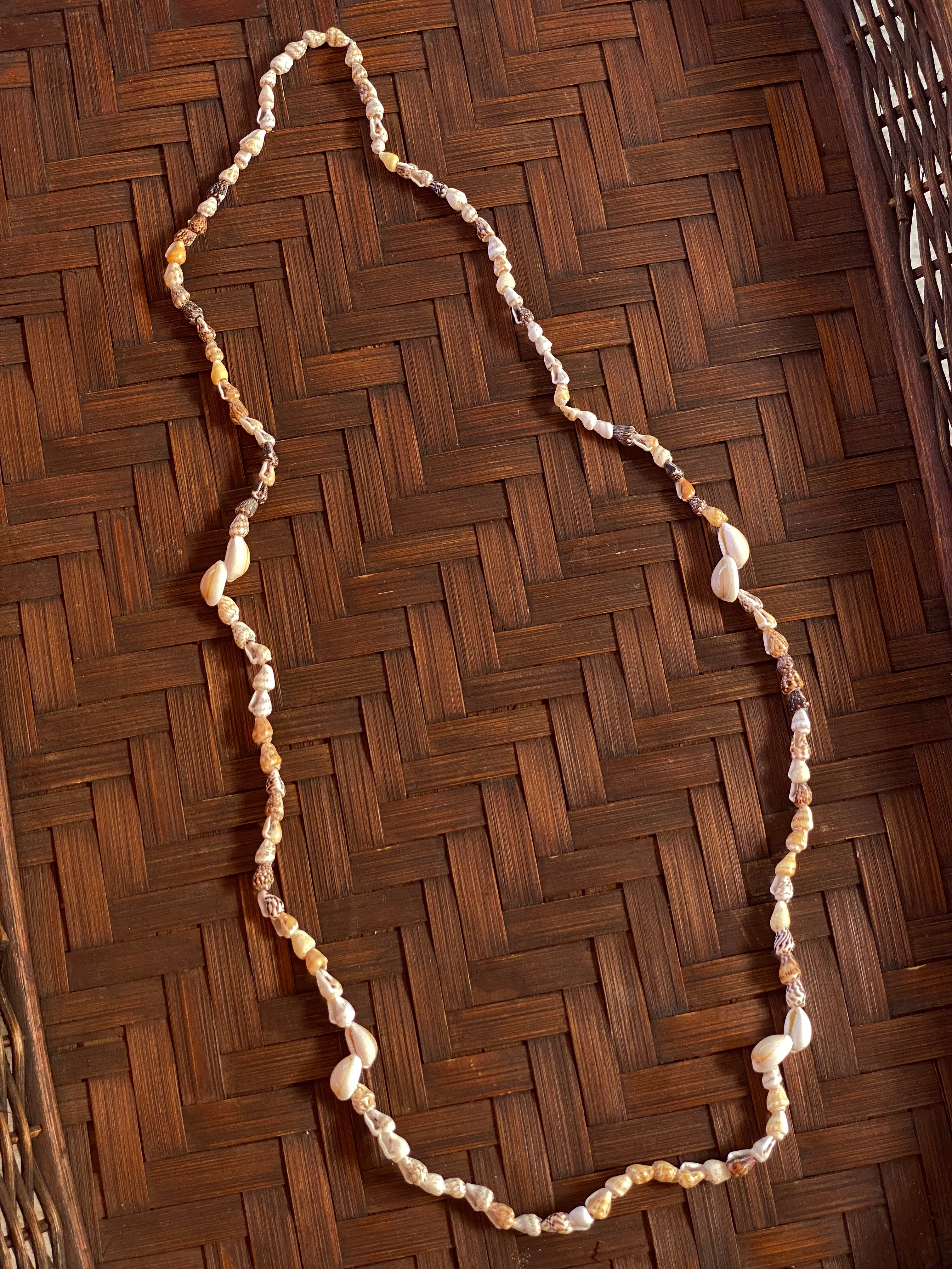 Natural Seashell + Mini Cowrie Lei necklace